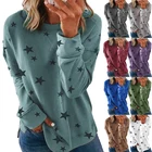 Tshirt Women Causal Round Neck Star Printed Terry Fabric Top Tshirt