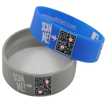 Factory cheap customized good quality personalised cool silk print qr code silicone bracelet with letter/company name