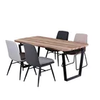 Furniture Wooden Dining Table Set Living Room Furniture Oak Veneer Dining Table With Metal Legs