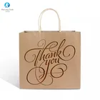 Kraft Paper Bag Eco Friendly Brown Kraft Paper Carrier Handle Shopping Packaging Bag Print Thank You