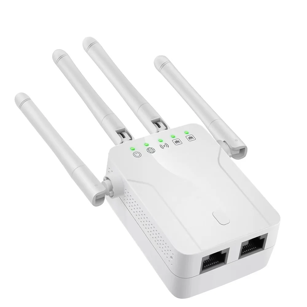 Home Office Dual Band Wireless Range Extender 4 Antenna WiFi Repeater Router 