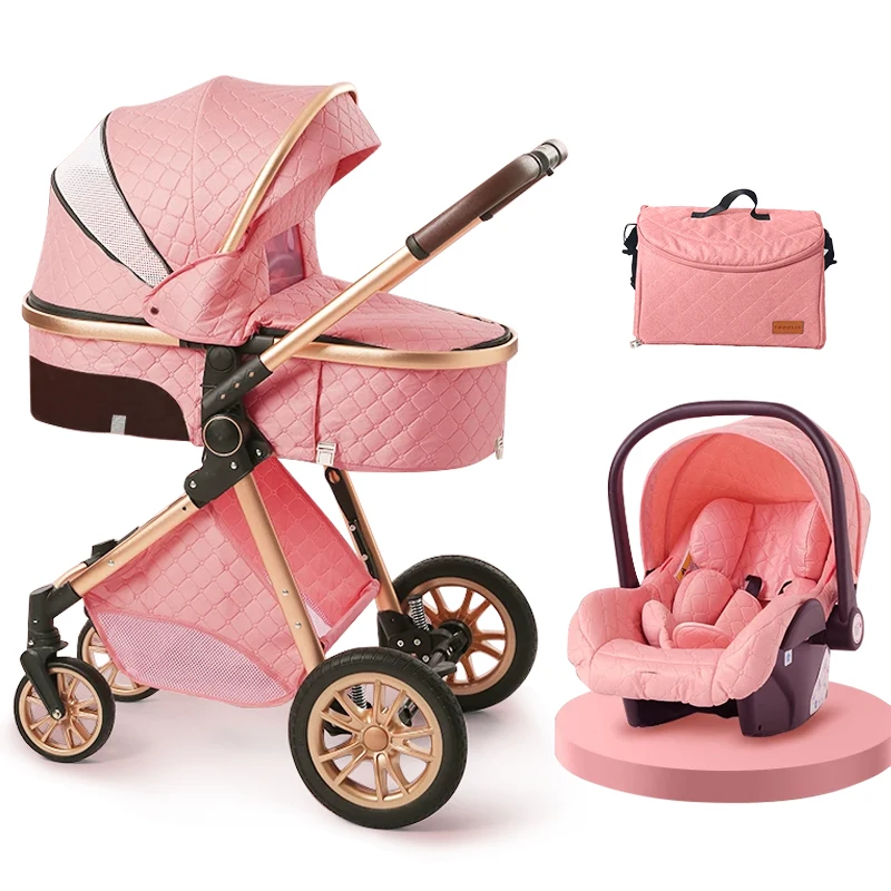 Coches Para Bebes. Luxury Carriage Stroller Baby Buggy 4 In 1 Foldable Baby Stroller Pram 3 In 1 With Car Seat