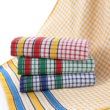 China Manufacturer Wholesale Stock Checked Cotton Kitchen Towel
