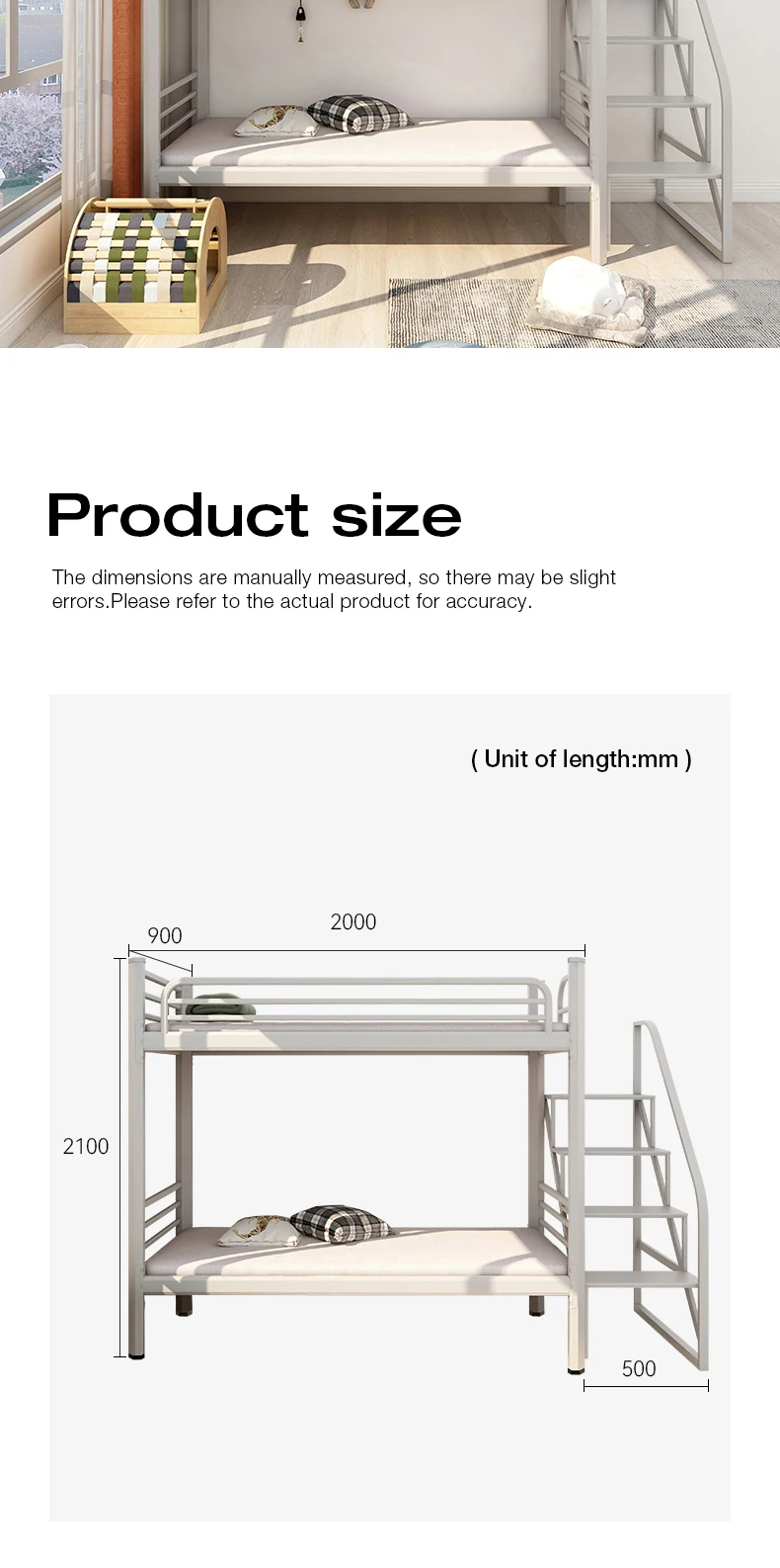 product modern double steel bunk bed for adults students eco friendly durable metal school bedroom dormitory hotels-10