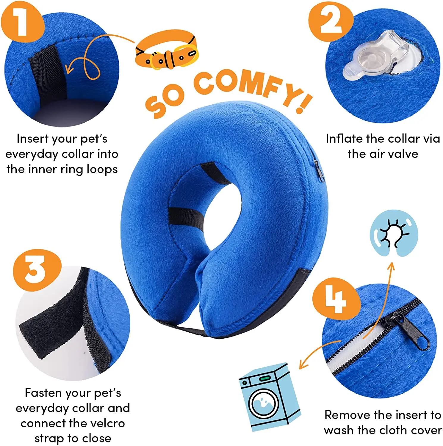 Protective Inflatable Collar For Dogs And Cats Soft Pet Recovery Collar