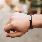 Bracelet Women Men Couple Personalized Engraved Logo Blank Bar Metal Custom Wrap Leather Bracelet