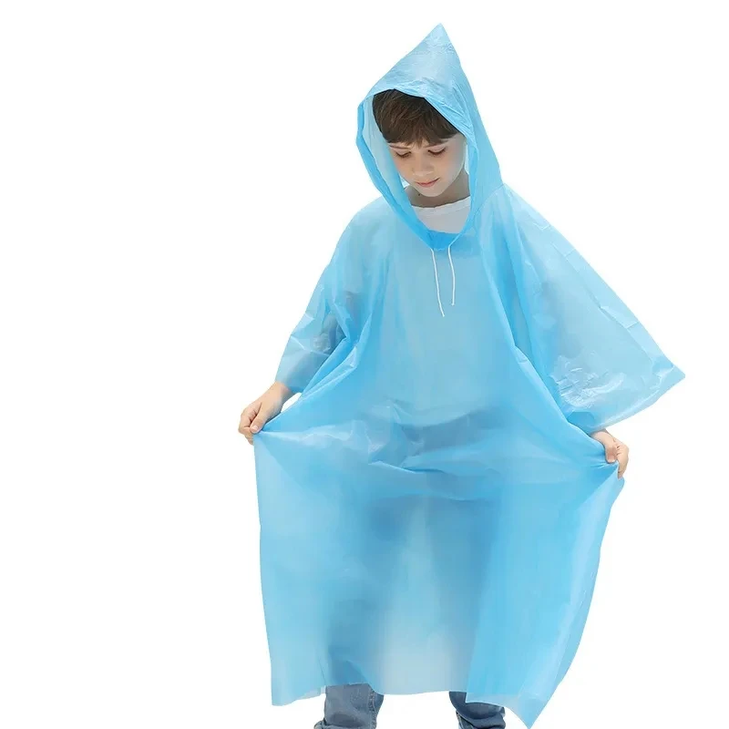 HJH434 Children Raincoats PEVA Waterproof Thickened Rain Coat Reusable Transparent Rain Jacket Clear Kids Rain Wear Suit