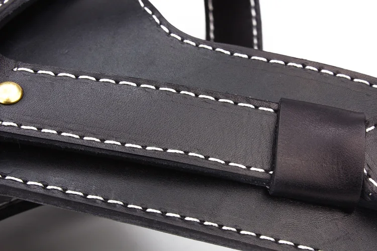 Adjustable Black Cowhide Pet Harness Leather Durable Dog Leash Collar For Large Dogs