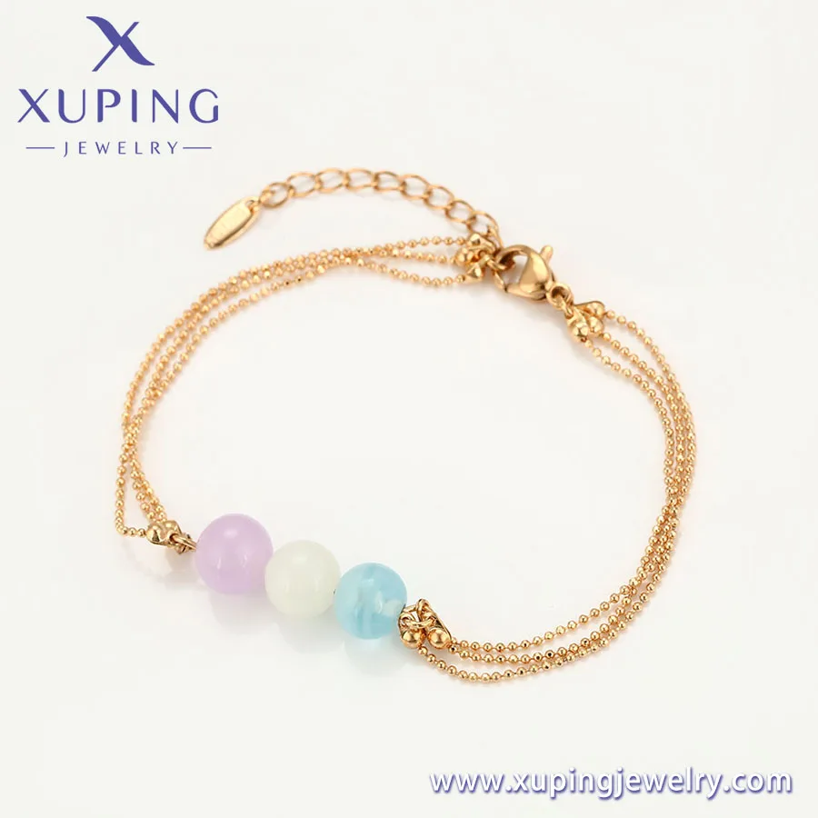 A00677311 xuping new fine beads 18K gold chain color crystal temperament light luxury simple personality bangle bracelets
