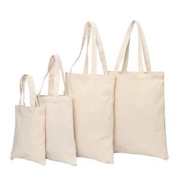 Wholesale Custom Print Logo Cheap Reusable Shopping Bags Plain White Blank Cotton Canvas Tote Bag With Customized