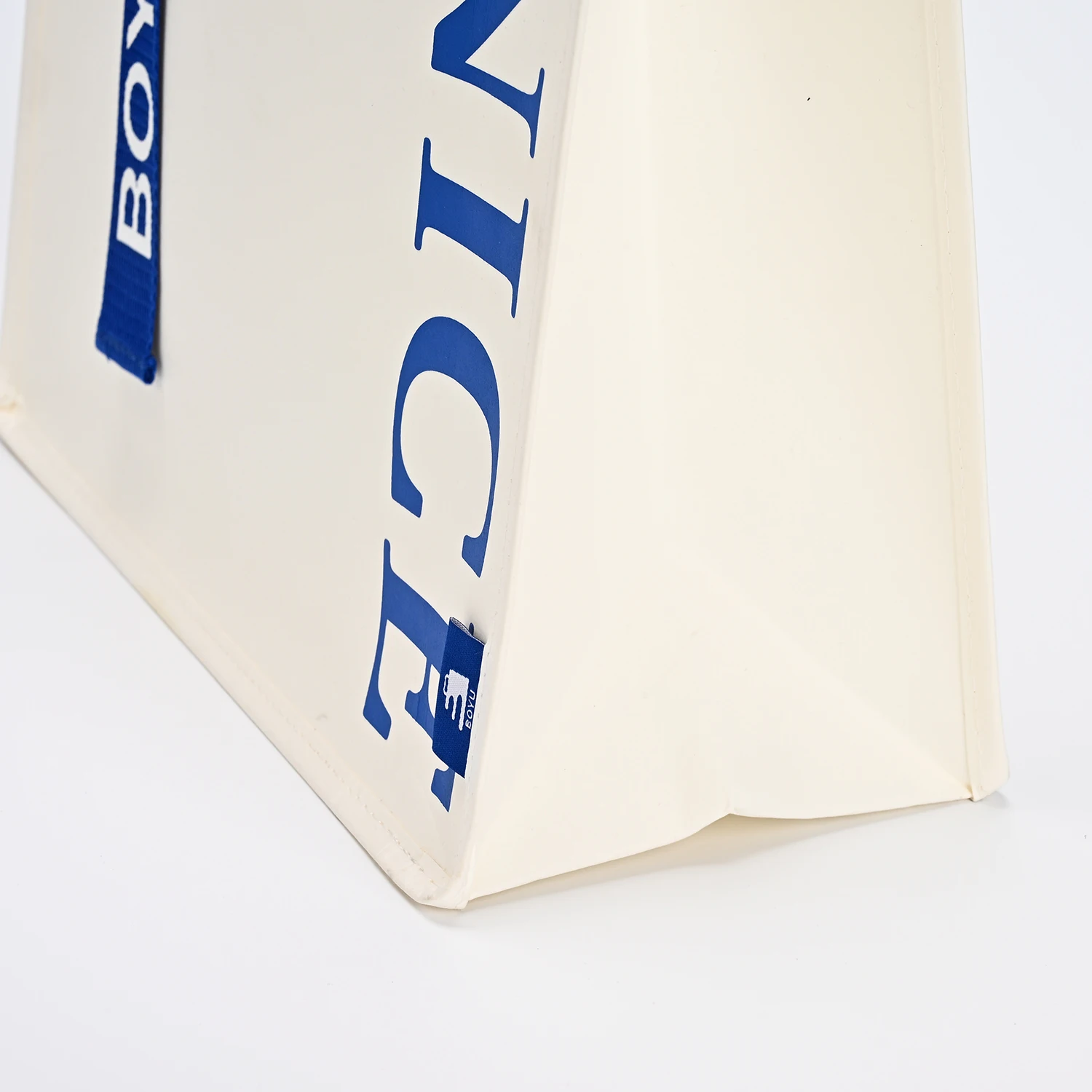 Custom logo Large Big Thick Reinforced Strong Handle Blue Washable Kraft Paper Bags Canvas Gift Tote Shopping Bag factory