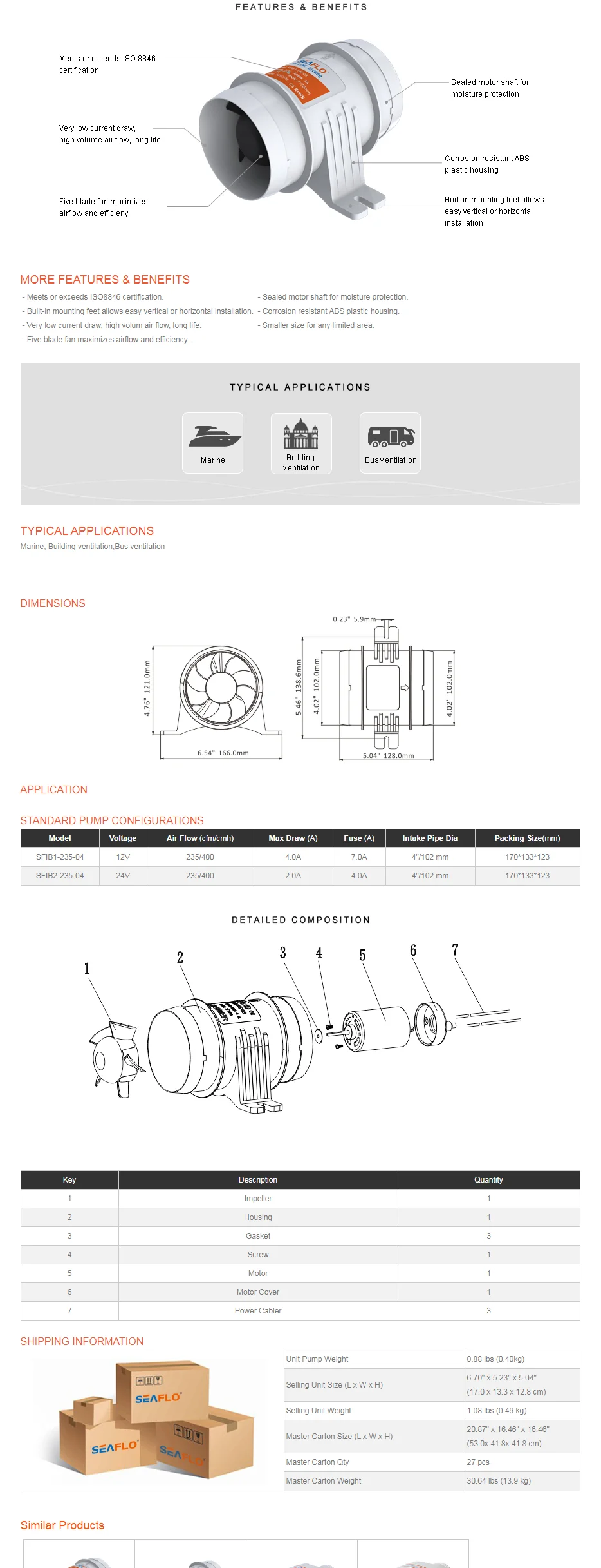 Silent Inline Fan, 4inch, 12 V, ABS - detail 8