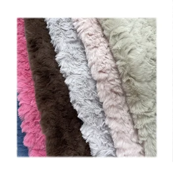 Wholesale high quality 1500g soft faux rabbit fur fabric embossing artificial fake animal fur for shoe garment toy blanket