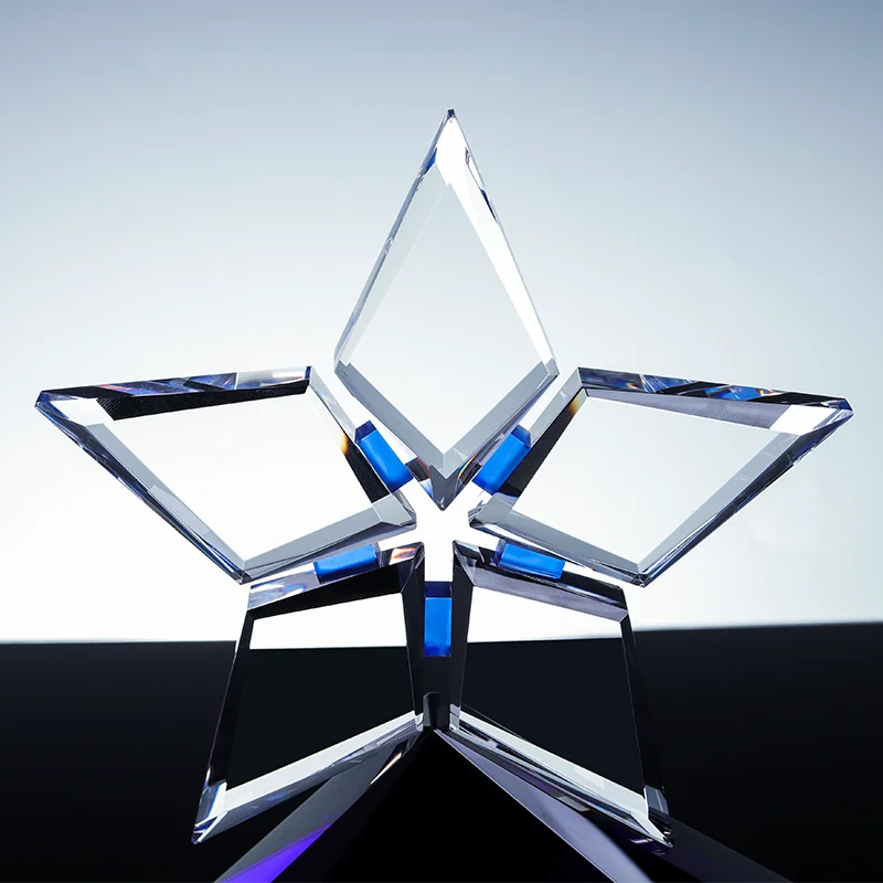 New Arrive Star Design Crystal Champions League Award With Customized Logo details