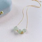 Jade Necklace Bead For Sansei III Hetian Jade Necklace Transfer Bead Stainless Steel Necklace For Women