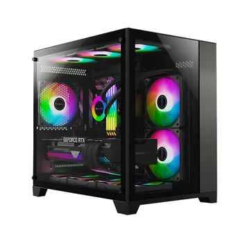 C270 Customize Logo Micro Mini MATX Cube Tempered Glass Gaming Computer PC Cases For Gammer