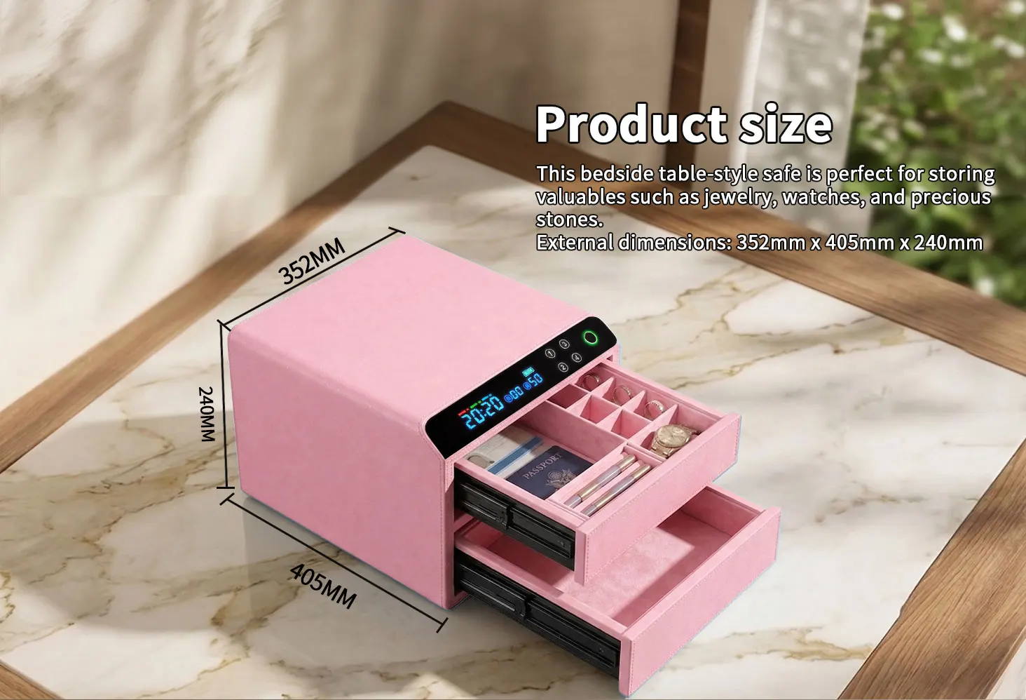 dr 1272 ft ceqsafe smart electronic safe box anti theft smart touch screen password fingerprint leather jewelry safe box-2