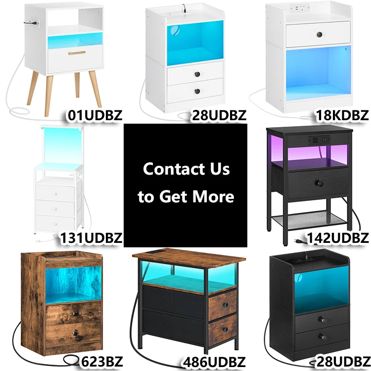 Wholesale Smart Side Tables with Colored LED Light, HOOBRO Brand End Table with Light Strip, Smart Light Up Lamp Accent Table