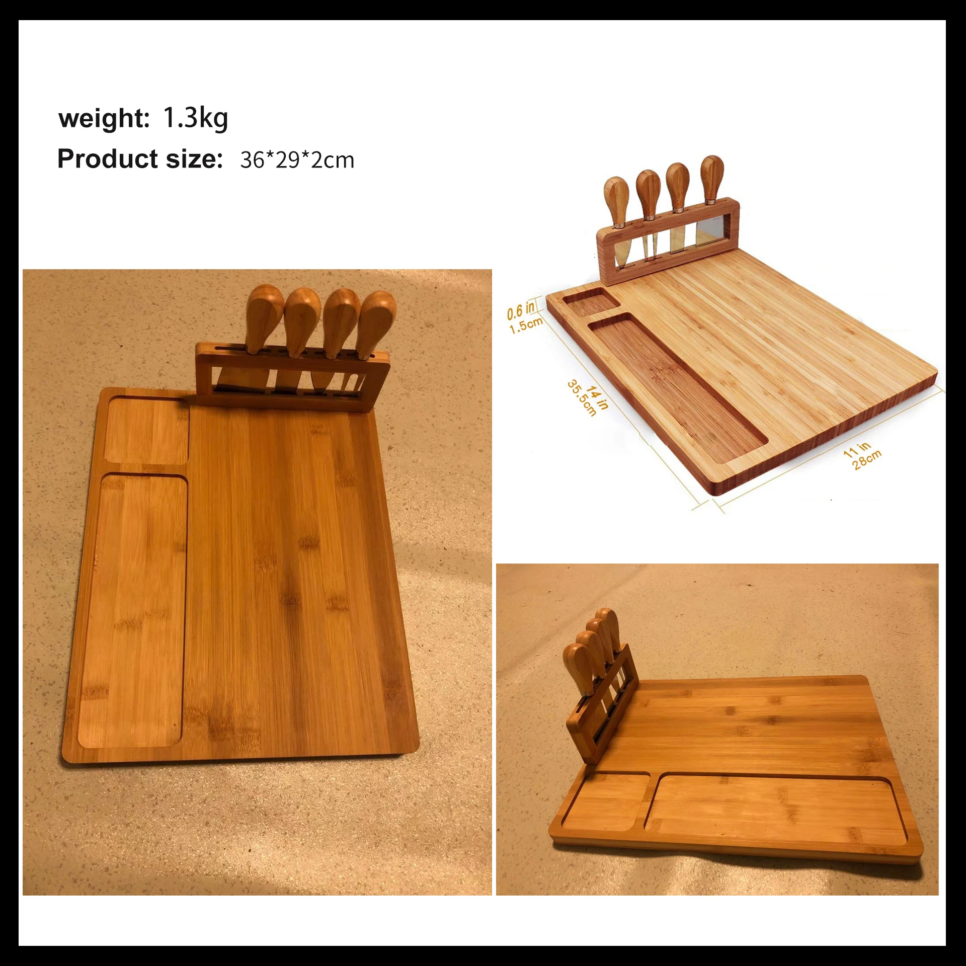 A3068 Custom Bamboo Cheese Board Cooked Food Plate Meat Board Cheese Party Kitchen Utensils Cutting Board Set