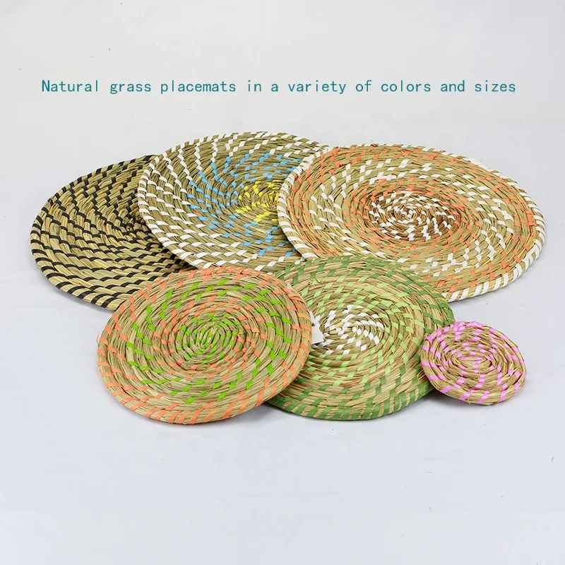 HUAYI Hand woven natural round straw placemat for home or restaurant