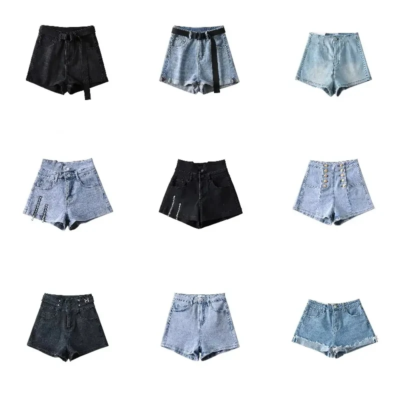 Jeans Apparel Manufacturers Wholesale Custom Plus Size Women Denim Spandex Cotton Black Blue Ladies High Waisted Sexy Shorts