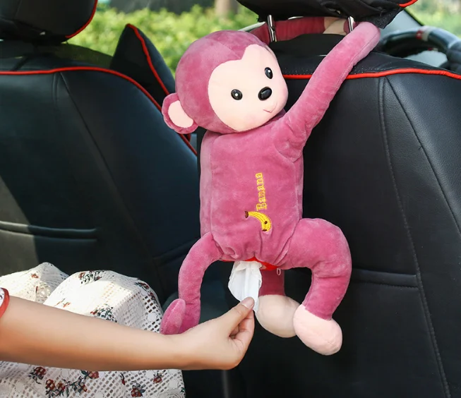Creative Cartoon Tissue Monkey Car Hanging Paper Napkin Box Cover Holder 