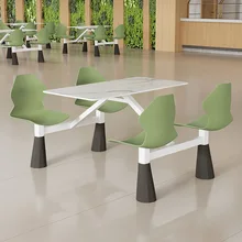 Plastic University School College Fast Food School Canteen Dining Restaurant Table And 4 Chair Sets