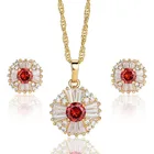 Zircon Costume Gold Plated Women's Zircon Jewelry Set Party Costume Earrings Necklace Set