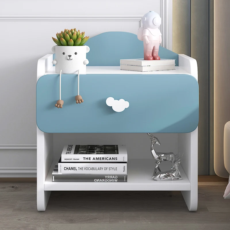 Modern Cute Design Bedroom Pink Blue Chic Nightstand Storage with Two Drawers for Girls