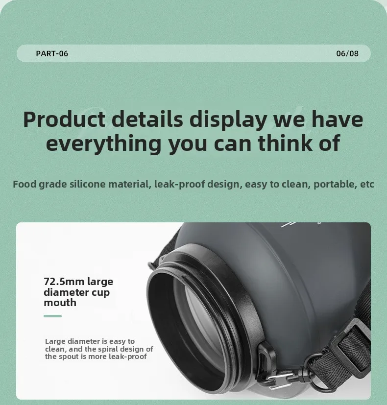 Custom 2L Silicone Sports Water Bottle Portable Foldable Large Capacity Outdoor Camping with Direct Drinking Handle for Tours supplier