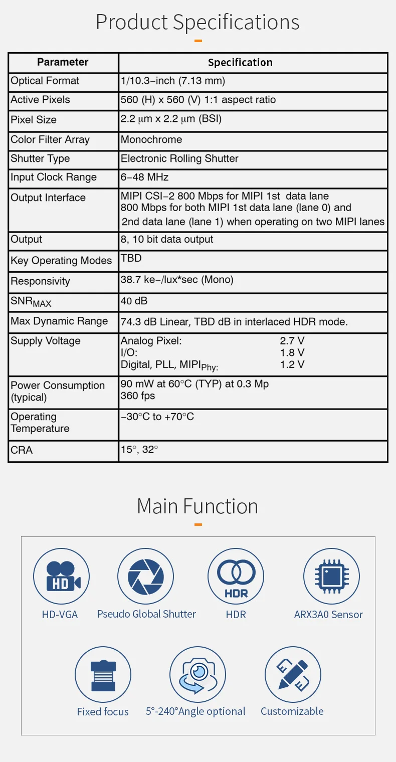 DGZX 0.3MP MIPI ARX3A0 Pseudo Global Shutter CMOS 330fps VR/AR Gesture Recognition UAV SLAM Tiny Camera Module插图1 DGZX 0.3MP MIPI ARX3A0 Pseudo Global Shutter CMOS 330fps VR/AR Gesture Recognition UAV SLAM Tiny Camera Module插图1