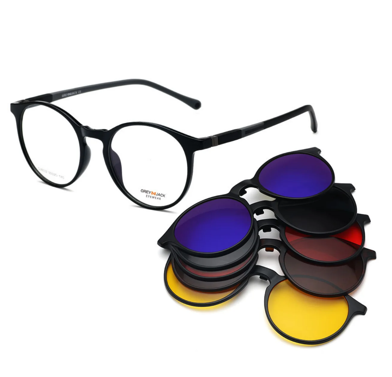 Gafas De Sol 5 En 1 Para Hombre Y De Sol Polarizadas Montura Redonda Tr90,Con Clips Magnéticos Para Miopía,2021 - Buy Clip Magnético Tonos En Miopía Gafas,Magnético Gafas De Sol