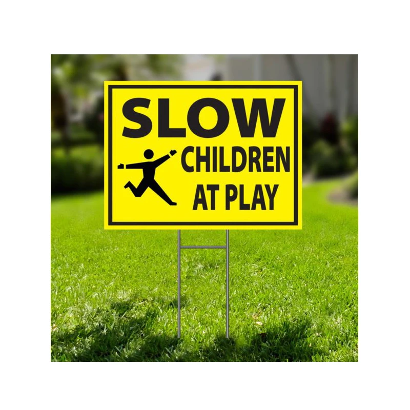 Slow Children At Play Corrugated Plastic Yard Sign  /FREE Stakes 