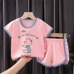 Summer Wholesale Children Kids Clothes Short Sleeve Baby Boys Clothing Set Spring Cotton Quantity Suit