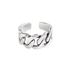 Silver 925 Sterling Silver Fashion Personality Simple Retro Distressed Thick Chain Open Ring Silver