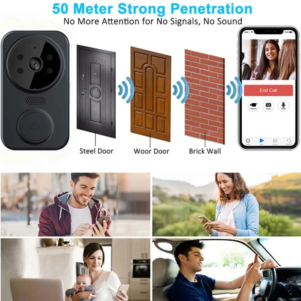 Tuya Home Security Wireless Ring Doorbell Video Smart WiFi Doorbell with Camera Intercom Door bell Multi Apartment Video audio