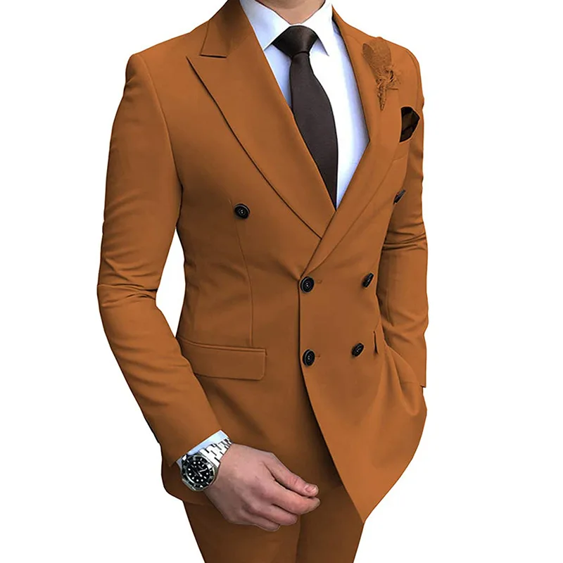 Hot Sale New High Quality Wool Men's Slim Fit Suit Two Piece New Lang