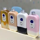 Juice Bottle Cap Empty Custom Logo Print 300ml 500ml Cold Juice Square Boba Milk Tea Bottle With Plastic Evident Cap