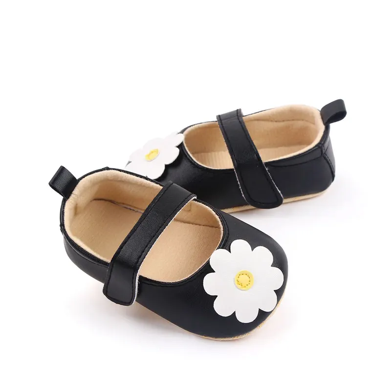 Soft PU Leather Flower Design Solid Baby Shoes for Girls Newborn Infant Girl Shoes factory