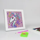 Art BSCI Factory Wholesale Custom DIY 5D Full Drill Cute Animal Unicorn Mosaic Wall Art Round Diamond Paint By Number