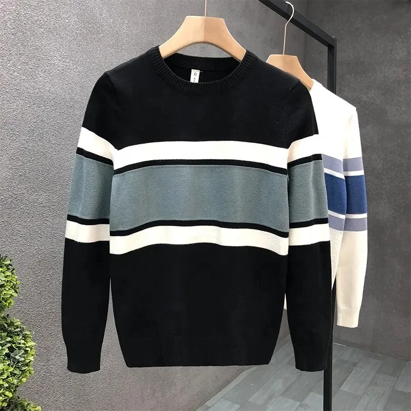 Men's Crewneck Knit Sweater Slim Fit Lightweight Casual Twist Patterned Cable Knitted Pullover