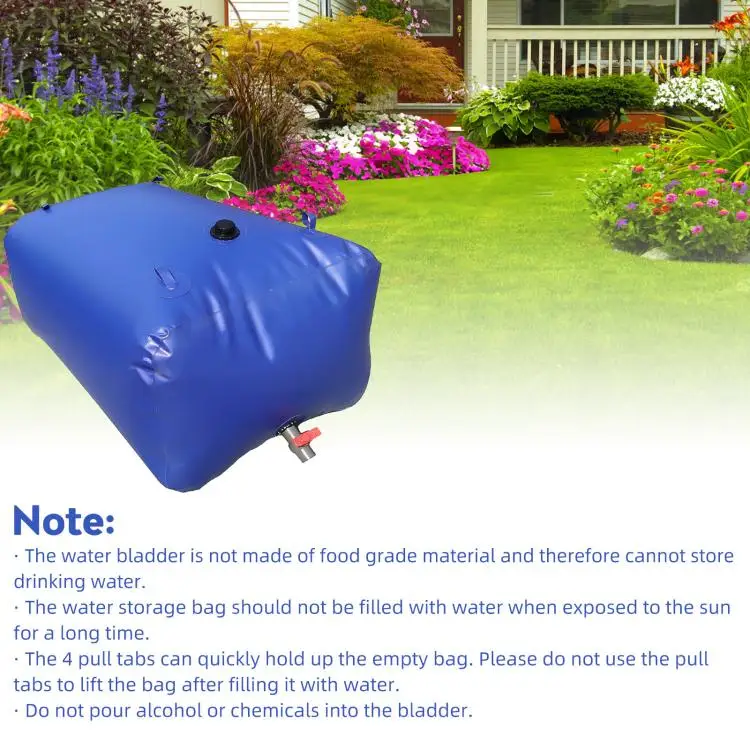 Large Capacity Water Storage Bladder 50L / 13.21Gal Foldable Portable Water Tank Camping Garden Drought Resistance Collapsible E