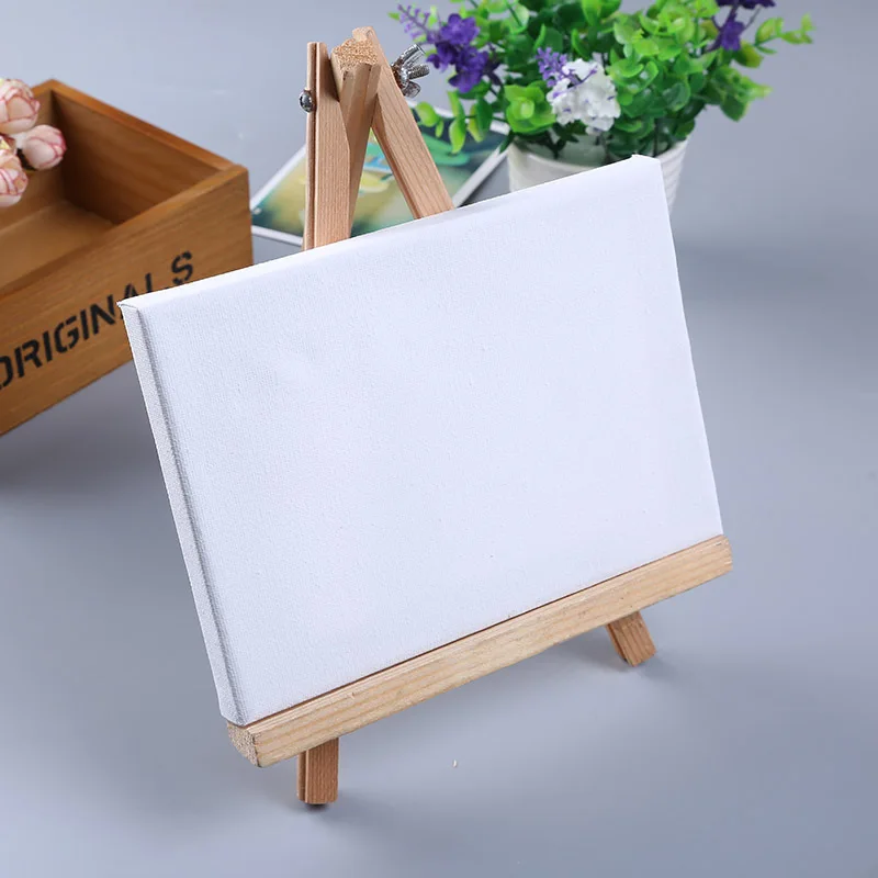 6*6 Mini Canvas with Pine Wood Frame Blank White Stretched Canvas Board for Kids Paintings Shrink Wrapped