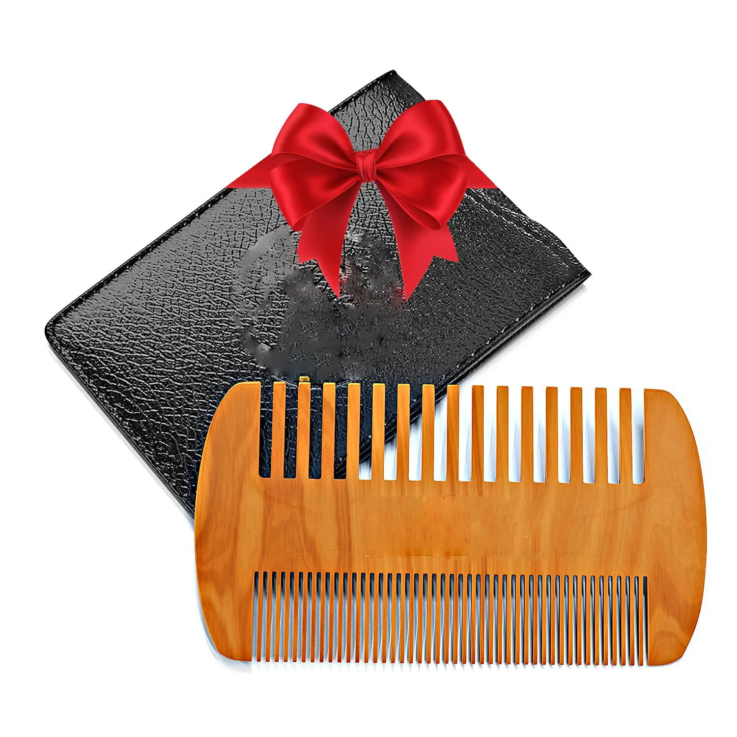 Private Label Wooden Beard Comb Dual Function Teeth Perfect For Use With Balms And Oils Beards Comb For Men