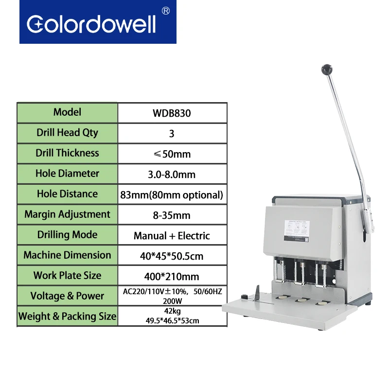 wdb830 electric paper drilling machine steel punch