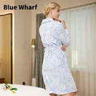 Warm Fleece Womens Super Soft Warm Printed Fleece Bathrobes Shawl Collar Christmas Robe Long Plush Bathrobe