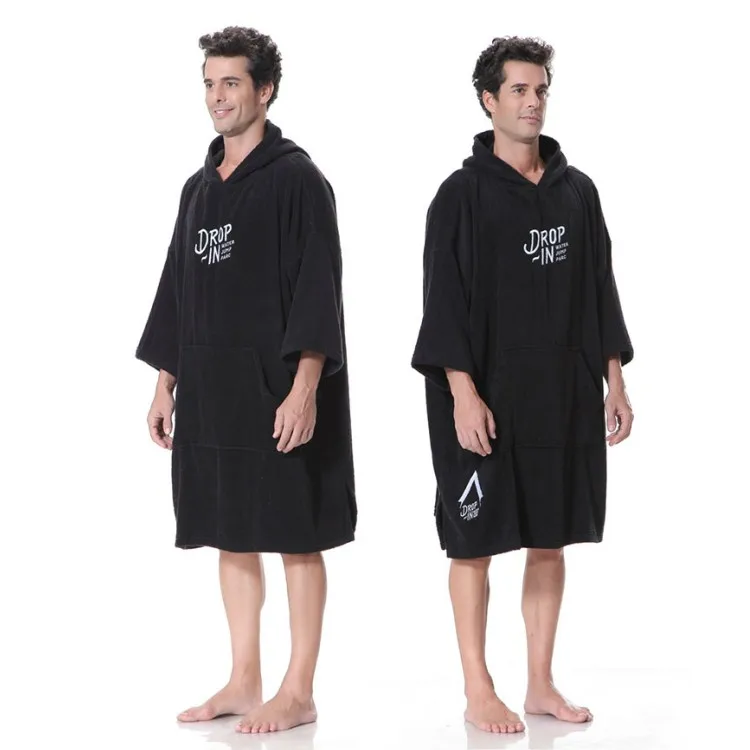 100% cotton terry poncho towel with hooded custom changing robe for adults and kids