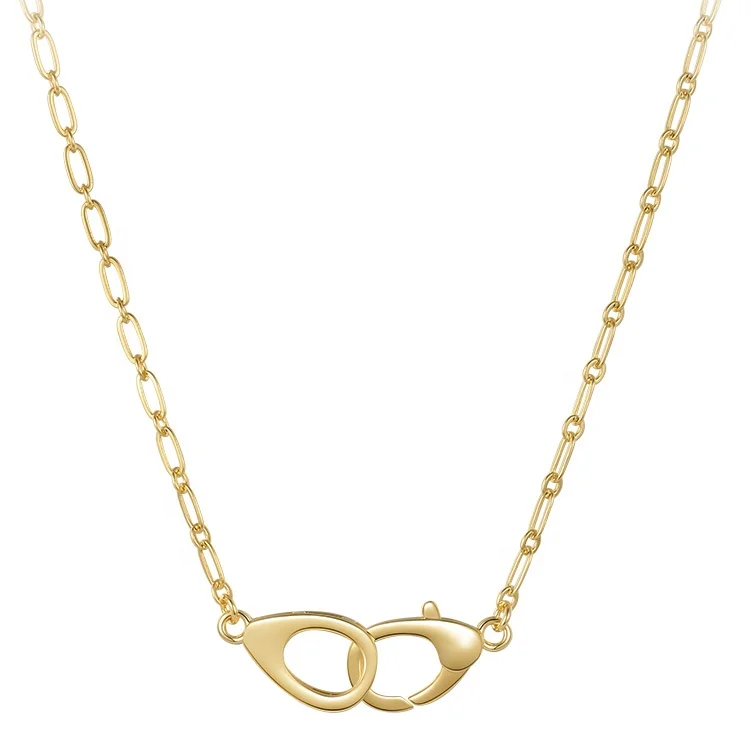 18K Gold Plated Brass Jewelry Oval Chain Lobster Clasp Pendant Accessories Necklaces P213255