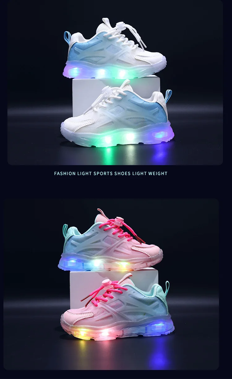 High Quality LED Light Children's Court Sneakers Breathable Lightweight Mesh Shoes for Boys and Girls Daddy Shoes supplier