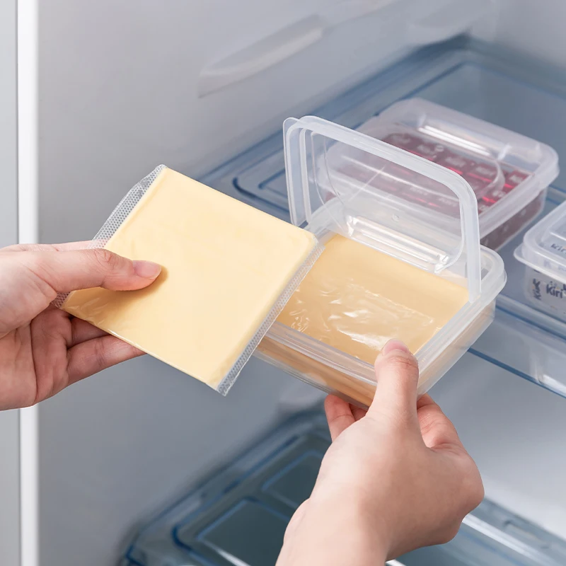 2PCS Butter Cheese Storage Box Portable Refrigerator Fruit Vegetable fresh box Organizer Box Transparent Cheese Container